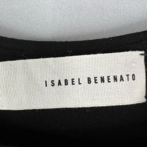 Isabel Benenato Black One Sleeve Sweater Top Asymmetrical Tie Side Crewneck 46 - Picture 3 of 5